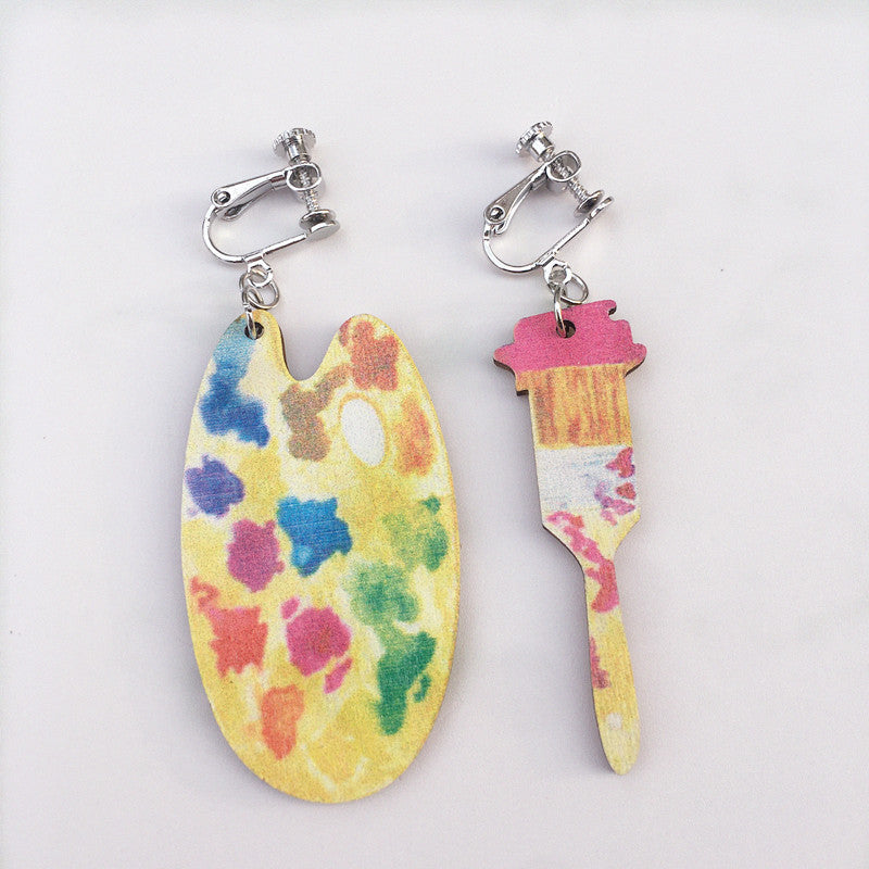 Wholesale Teacher's Day Books Paintbrushes Wooden Earrings